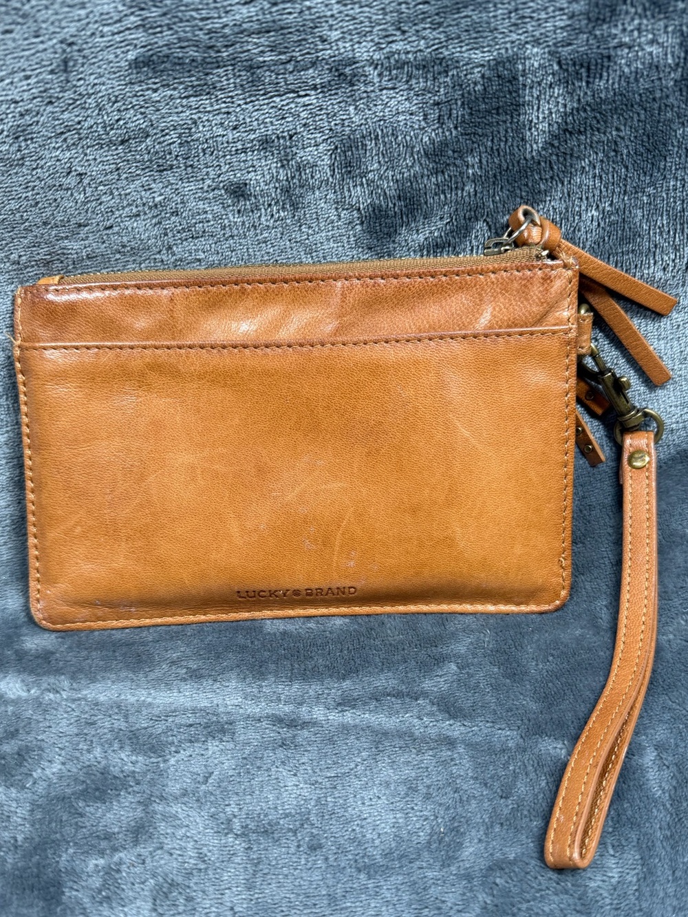 Lucky Brand Cognac Leather Wristlet with Strap